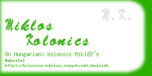 miklos kolonics business card